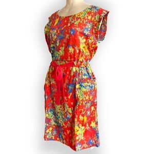 Retro J&M Clothing Co. Bold Abstract Floral Short Slip On Romper Dress
